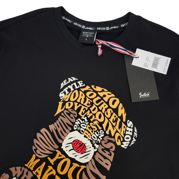 Men’s Graphic T-Shirt – Black – 100% Cotton – Bear Design - Picture 3 of 6